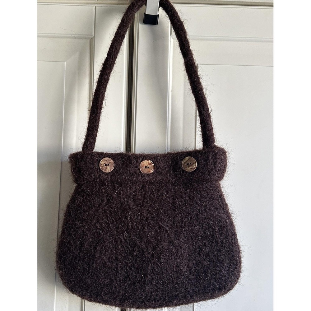 Felted Wool Handmade‎ Brown Purse Small Bag